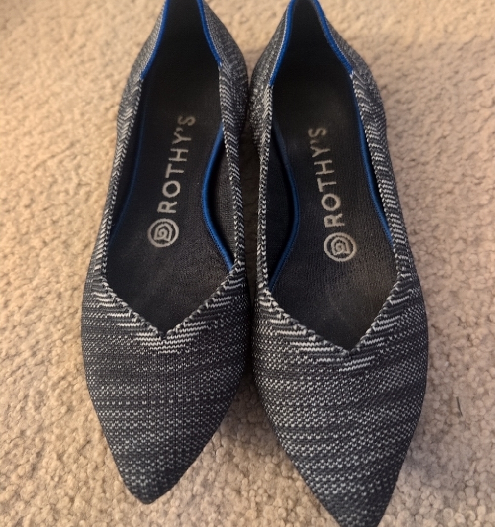 Rothy's Granite Heather Pointed-Toe Knit Flats Size 7 - Picture 5 of 11